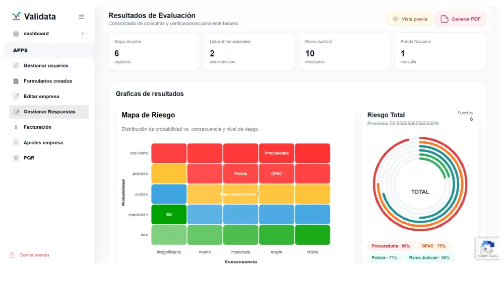 Mockup Validata: formularios inteligentes y cumplimiento